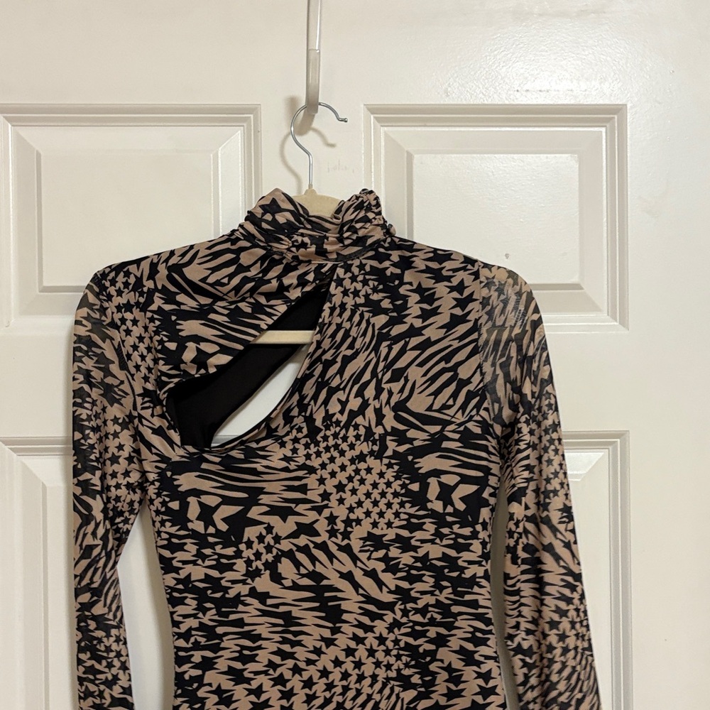 superdown Faye Turtleneck Mini Dress in Tan Multi